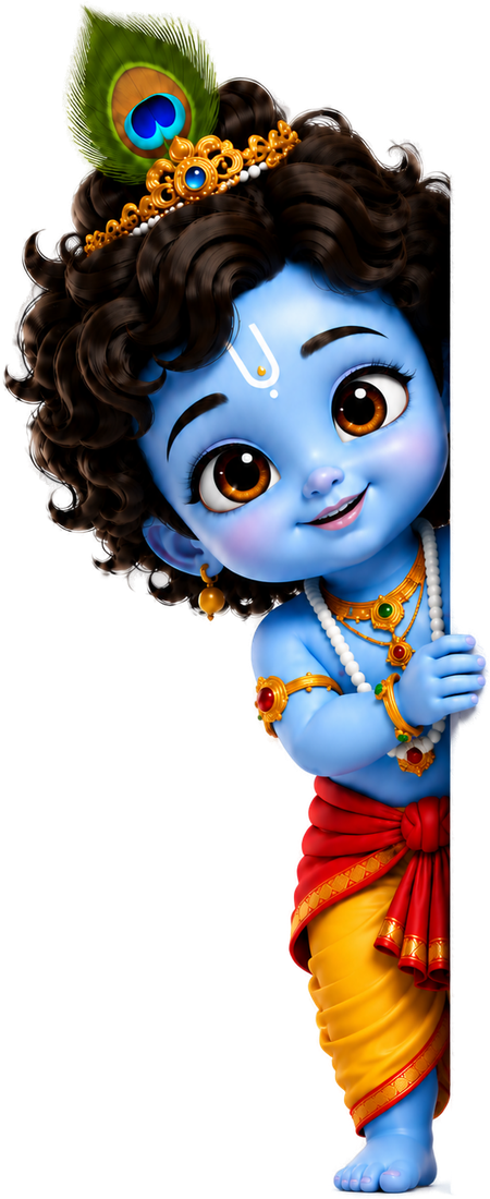 Krishna peeking from the corner of a real browser window